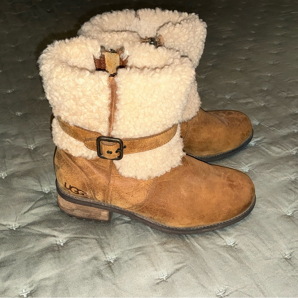 UGG Tan and Cream Shearling Boots